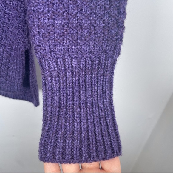 Northern Reflections Sz S Cozy Purple Chunky Knit Cowl Neck Sweater Side Slits - Picture 5 of 14